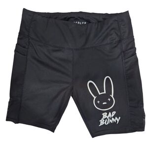 Bad Bunny Women's Black Athleisure Biker Shorts Kimberly C Stretch Streetwear XL